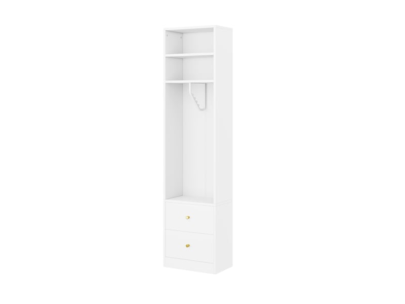 Armoire étroite 50 x 30 x 200 cm, 1 tringle à vêtements, 2 tiroirs, 1 compartiment de rangement, blanc Bliss Lite - Conforama E