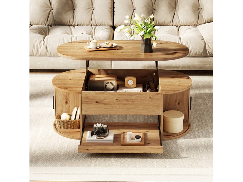  Table basse relevable avec rangements et portes coulissantes 110 cm homvra  - Conforama B