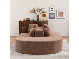 Canapé modulable,263x171x66 cm,5 places sans montage,chenille,marron