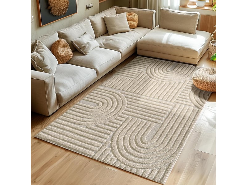 Tapis à relief lena beige 80x250cm ART802501121BEIGE - Conforama C