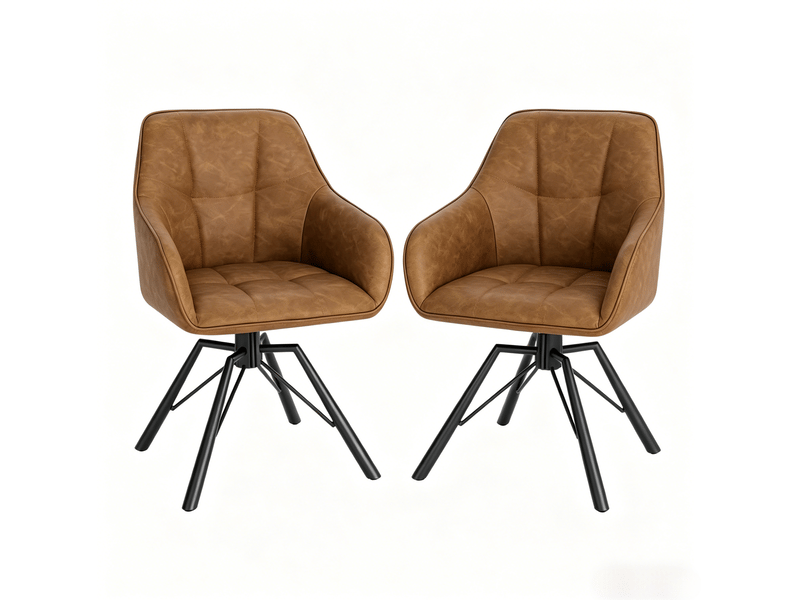 Lot de 2 chaises de salle à manger pivotantes à 360° en similicuir marron clair - Conforama A