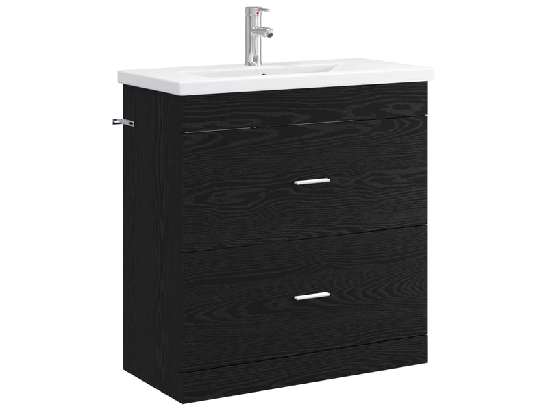Ensemble de mobilier de salle de bain chêne noir shl5243 - Conforama A