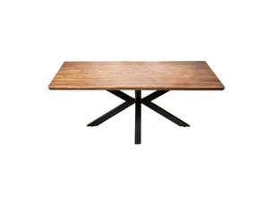 Table solara 200 cm – plateau en bois de sheesham verni et pieds en métal noir – style industriel