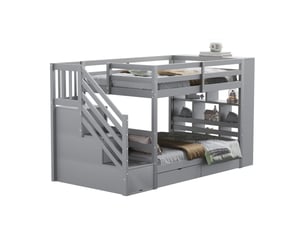 Lit superposé 90x200 cm OKWISH coloris gris