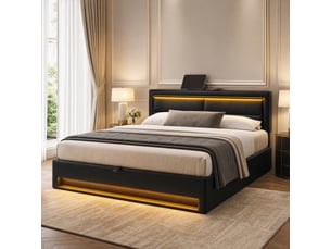 Lit avec rangement 160x200 cm coloris noir