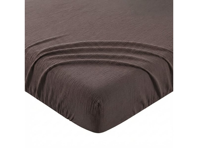 Drap housse 140x190+35 cm gaze de coton - coton 57 fils charbon PD25499 - Conforama A