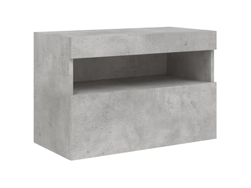  Meuble tv - banc tv - meuble de rangement mural avec lumières led gris béton 60x30x40 cm  - Conforama C