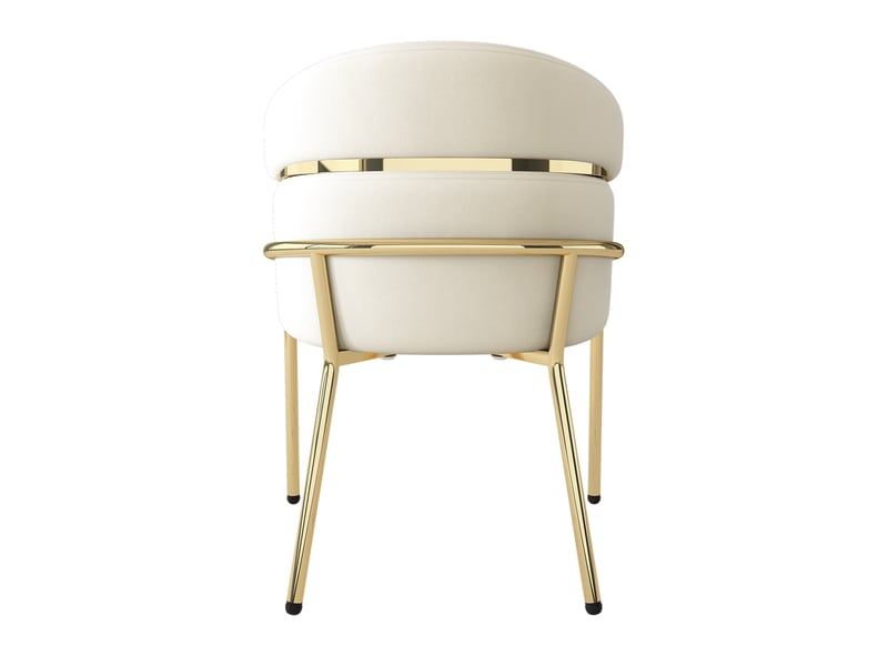  Lot de 4 chaises de salle à manger en velours beige et métal, style léger luxe, fauteuil de salon et chambre  - Conforama E