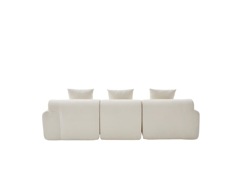 Canapé d'angle modulable 3 places en tissu beige avec coffre de rangement intégré et mousse à mémoire de forme - Conforama A