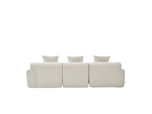 Canapé d'angle modulable 3 places en tissu beige avec coffre de rangement intégré et mousse à mémoire de forme
