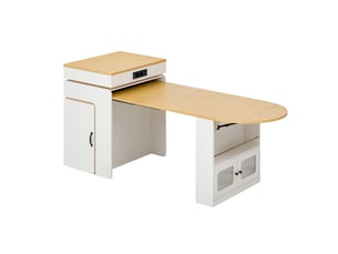Îlot de cuisine extensible 55-194 x 80 x 95,5 cm – blanc – led, prises usb et rangements intégrés