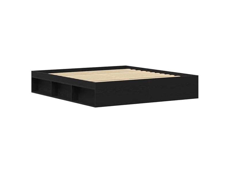  Lit double- lit adulte -  cadre de lit sans matelas en chêne noir 200x200 cm bois d'ingénierie  - Conforama C