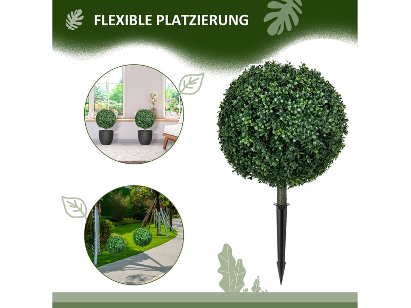  2er-set arbres artificiels buchsbaum grand 70 cm, plantes artificielles comme de vraies avec piquets de sol pour salon, chambre, bureau et jardin, décoration moderne  - Conforama E