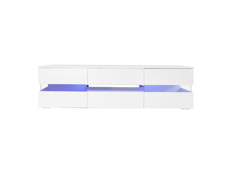  Meuble tv blanc laqué 160 cm avec led pour écran 70 pouces  - Conforama A