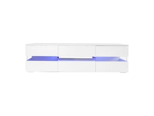 Meuble tv blanc laqué 160 cm avec led pour écran 70 pouces