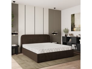Lit coffre 200x200 cm <strong>MASSENO</strong> <strong></strong> coloris marron
