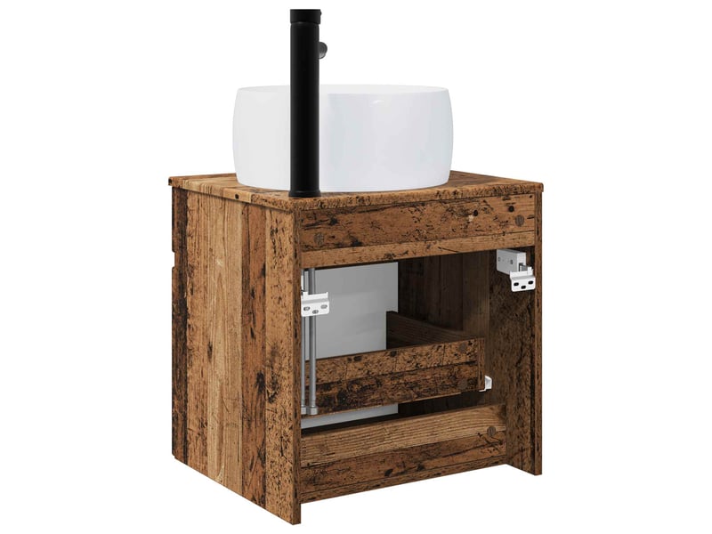 Meuble de lavabo mural, rangement salle de bain bois ancien 49x44.5x66 cm - Conforama D