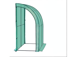 Serre de jardin adossée 200 x 100 x 210 cm en pe vert renforcé, avec 2 portes ouvrantes et toit semi-arqué