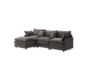 Canapé d'angle gauche relax manuel   3 places Polyester gris