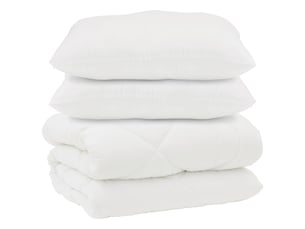 Couette avec oreillers 3 pcs - duvet blanc microfibre et plumes d'oie