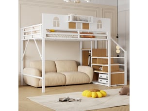 Lit mezzanine 140x200 cm <strong></strong> <strong></strong> coloris blanc
