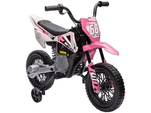 Moto électrique pour enfant moto cross pour enfants de 3 à 6 ans 2 moteurs 12v vitesse 5 kmh 109,5x60x72,5cm rose