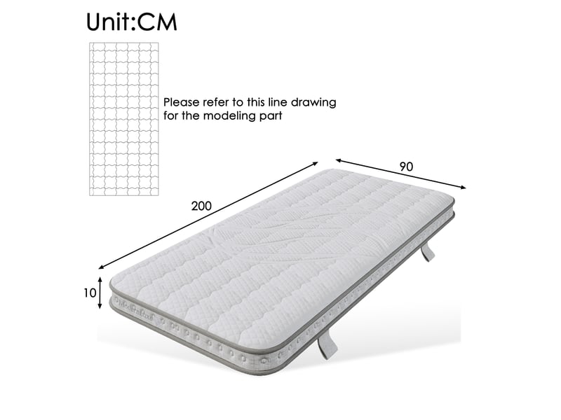  Matelas 90x200 cm H3, Ressorts Ensachés 7 Zones, 10 cm, Hybride, pour Lit Pliant et Camping-Car  - Conforama E