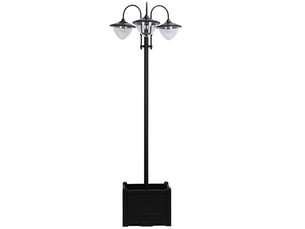 Lanterne solaire sur pied à 3 têtes 60x55x189 cm ip44 avec base cache-pot noir