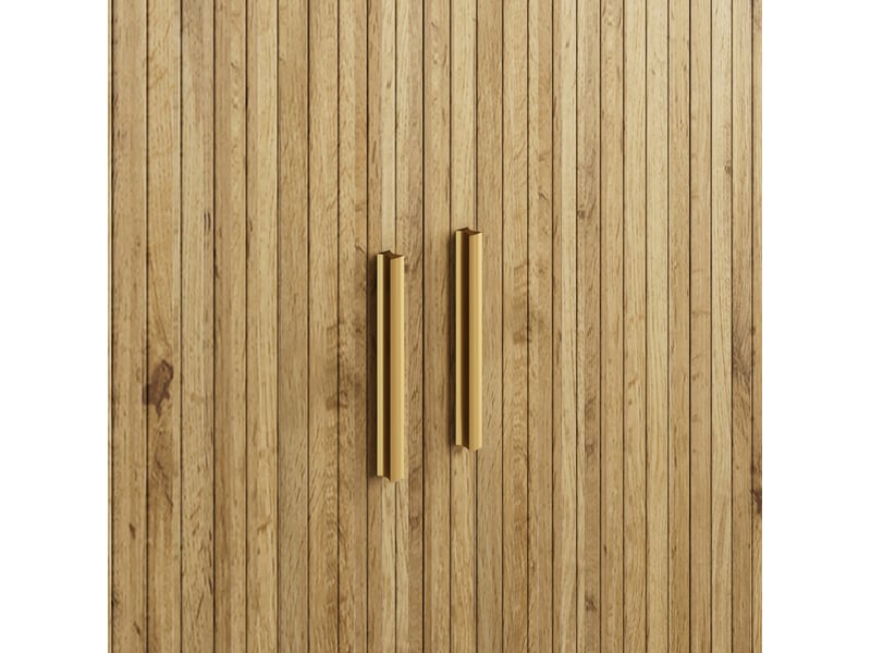  Buffet 140 x 40 x 79,5 cm en mdf avec 2 portes coulissantes et 2 tiroirs, coloris bois naturel chicfurn  - Conforama E