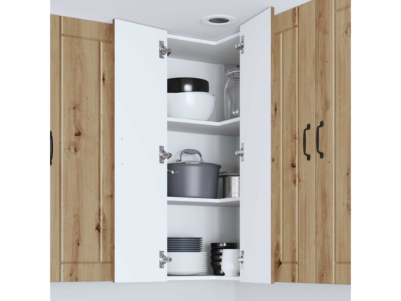  Meuble mural de cuisine, armoire d'angle cuisine lucca chêne artisanal 57x57x100cm  - Conforama D