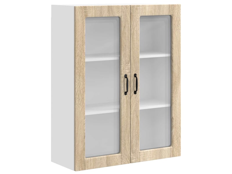 Meuble mural de cuisine, cabinet en verre mural chêne sonoma 80x31x100cm shl8199 - Conforama A
