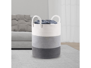 Panier à linge sale en coton tissé, panier de rangement bohème pour le linge, panier à linge de qualité supérieure avec anse, grand