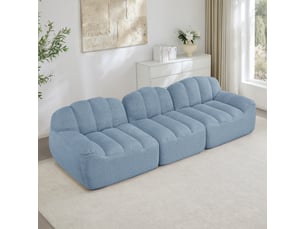 Canapé droit fixe <strong></strong> <strong></strong> 3 places Tissu bleu