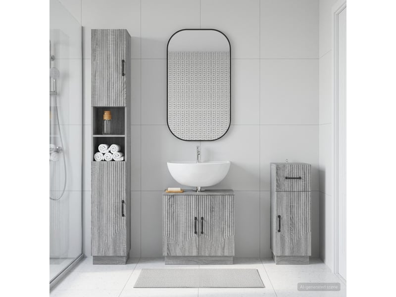 Ensemble de meuble de salle de bain 3 pièces hoorn sonoma gris cf63490 - Conforama B
