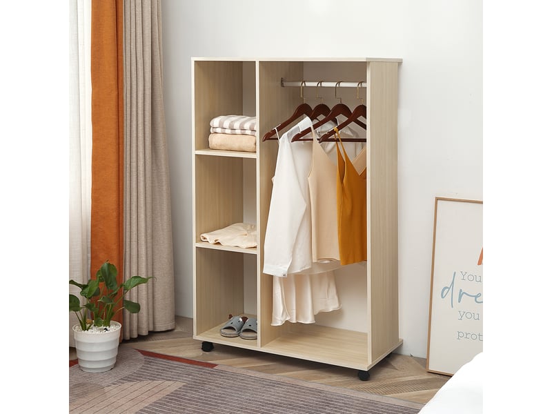  Armoire penderie armoire de rangement mobile panneaux de particules coloris chêne clair  - Conforama C