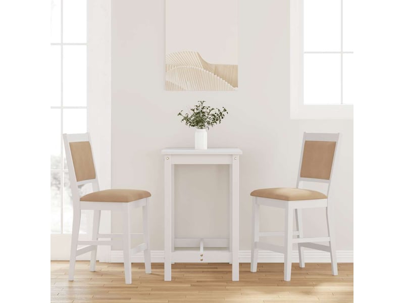  Lot de 2 tabouret de bar avec coussins en bois massif blanc et caoutchouc shl57718  - Conforama B