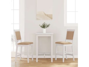 Lot de 2 tabouret de bar avec coussins en bois massif blanc et caoutchouc shl57718