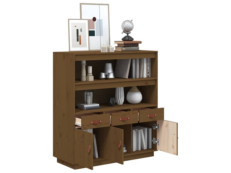  Buffet haut - bahut - meuble de rangement marron miel 100x40x108,5 cm bois massif de pin  - Conforama E
