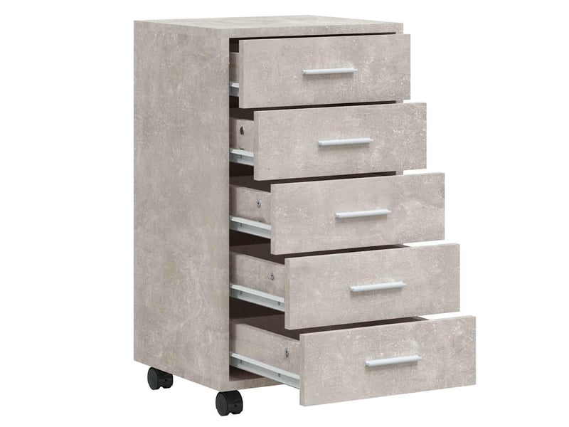  Armoire de rangement bureau, armoire à tiroirs avec roulettes gris béton bois d'ingénierie  - Conforama E