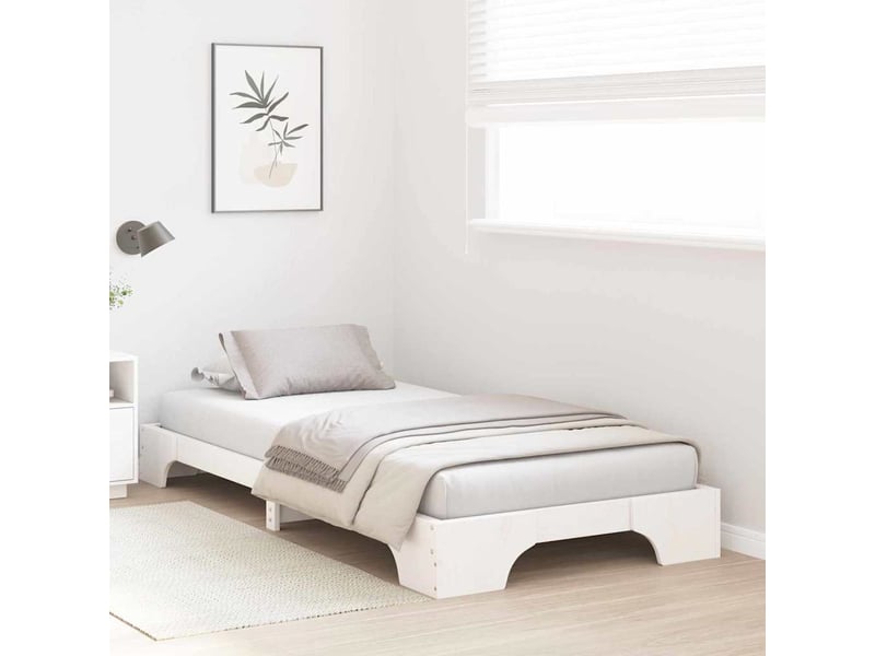 Lit simple- lit adulte - cadre de lit blanc 100 x 200 cm pin massif - Conforama B