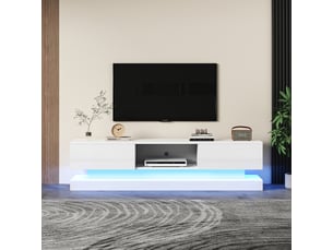 Meuble tv coloris blanc 160 cm <strong>MERAX</strong>  <strong>meuble tv blanc</strong>
