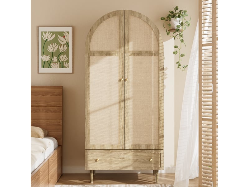  Armoire 79x50x175 cm avec tiroirs et portes revêtues mdf chêne  - Conforama C