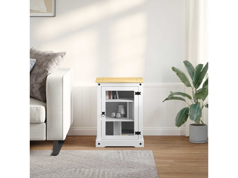  Cabinet hifi blanc 60x50x82 cm pin massif  - Conforama B