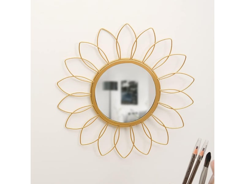  Miroir mural tournesol en fer forgé – miroir mural de style européen – idéal pour la décoration murale du salon et du bureau – 30.5 cm  - Conforama A