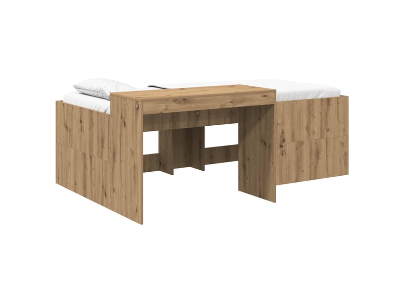  Lit haut pour enfants - lit jeune avec bureau chêne artisanal 80 x 200 cm  - Conforama A