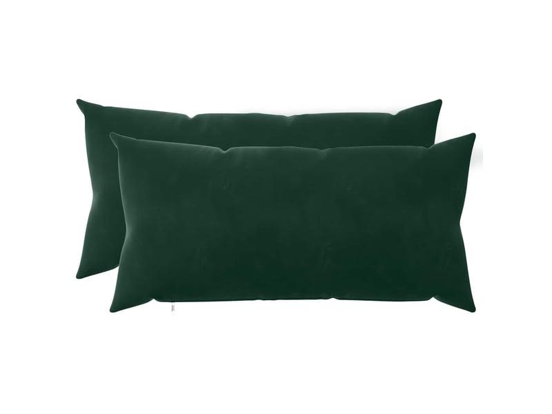 Lot de 2 coussins avec oreiller, coussins décoratifs heerlen vert foncé velours cf50649 - Conforama A