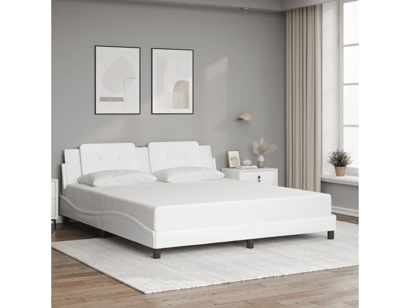 Lit double- lit adulte -  cadre de lit avec led sans matelas zadar blanc 180x200 cm  - Conforama C