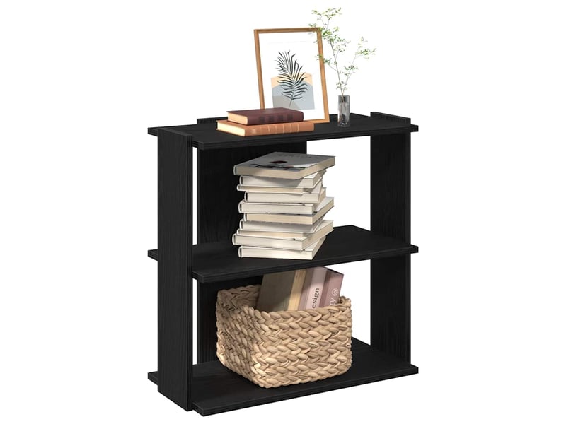  Bibliothèque à 3 niveaux, armoire à livres noir 60x30x80 cm bois d'ingénierie  - Conforama B