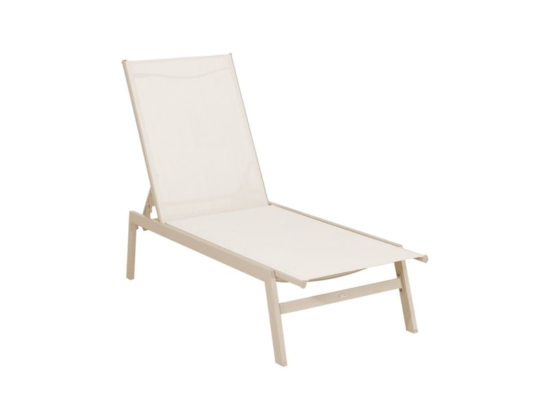 Lot de 2 transats beige. 5 positions. En textilène et métal. Flora.  l155 x p59 x h106cm  - Conforama C