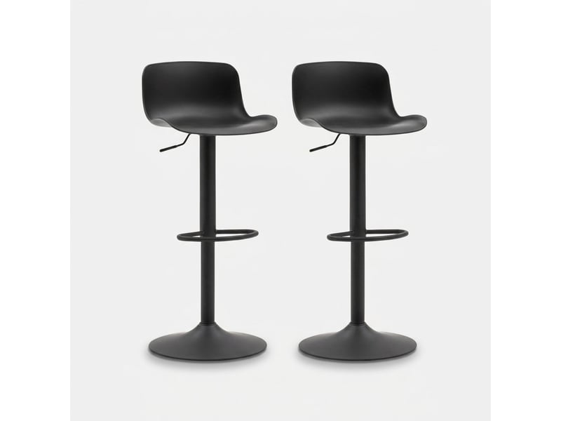  Lot de 2 tabourets de bar hauts pivotants et réglables bora bora - noir  - Conforama A